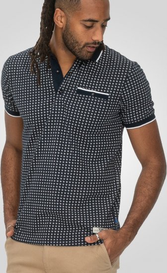 D555 Coventry AOP Polo Shirt Jacquard Collar & Ribbed Cuffs Navy - Polotrøjer - Polotrøjer 2XL-8XL