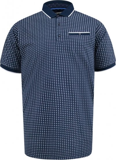 D555 Coventry AOP Polo Shirt Jacquard Collar & Ribbed Cuffs Navy - Polotrøjer - Polotrøjer 2XL-8XL