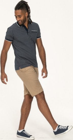 D555 Coventry AOP Polo Shirt Jacquard Collar & Ribbed Cuffs Navy - Polotrøjer - Polotrøjer 2XL-8XL