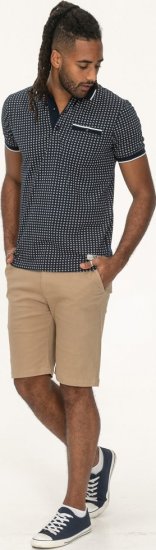 D555 Coventry AOP Polo Shirt Jacquard Collar & Ribbed Cuffs Navy - Polotrøjer - Polotrøjer 2XL-8XL