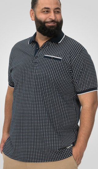 D555 Coventry AOP Polo Shirt Jacquard Collar & Ribbed Cuffs Navy - Polotrøjer - Polotrøjer 2XL-8XL
