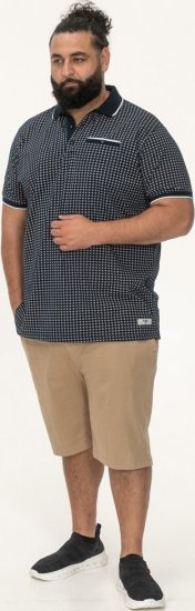 D555 Coventry AOP Polo Shirt Jacquard Collar & Ribbed Cuffs Navy - Polotrøjer - Polotrøjer 2XL-8XL