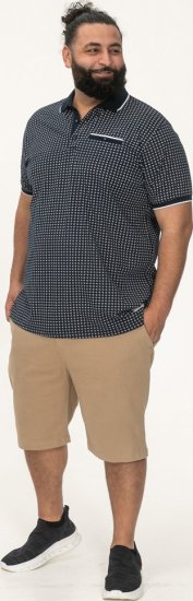 D555 Coventry AOP Polo Shirt Jacquard Collar & Ribbed Cuffs Navy - Polotrøjer - Polotrøjer 2XL-8XL