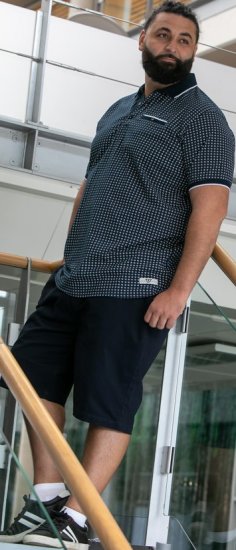 D555 Coventry AOP Polo Shirt Jacquard Collar & Ribbed Cuffs Navy - Polotrøjer - Polotrøjer 2XL-8XL