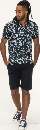 D555 Halifax AOP Hawaiian Print Short Sleeve Polo Blue - T-shirts - T-shirts i store størrelser - 2XL-14XL