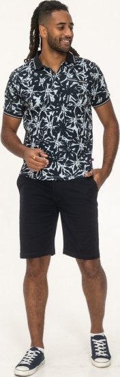 D555 Halifax AOP Hawaiian Print Short Sleeve Polo Blue - T-shirts - T-shirts i store størrelser - 2XL-14XL