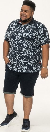 D555 Halifax AOP Hawaiian Print Short Sleeve Polo Blue - T-shirts - T-shirts i store størrelser - 2XL-14XL