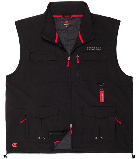 Adamo Tommy Outdoor Vest Black - Sportstøj & outdoor - Sportstøj i store størrelser til mænd