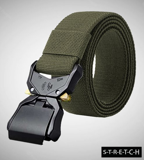 D555 Dale Tactical Stretch Webbing Belt with Heavy Duty Quick Release Buckle Khaki - Bælter - Store Bælter - W40-W70/2XL-8XL
