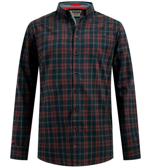 D555 Horsham Long Sleeve Shirt with Chest Pocket Burgundy/Black Check - Skjorter - Skjorter til store mænd 2XL- 8XL