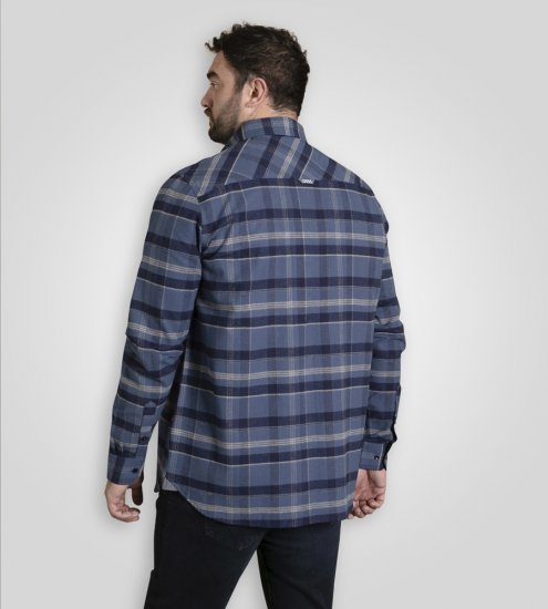D555 Shrewsbury Long Sleeve with Chest Pocket Blue/Navy Check TALL SIZES - Skjorter - Skjorter til store mænd 2XL- 8XL