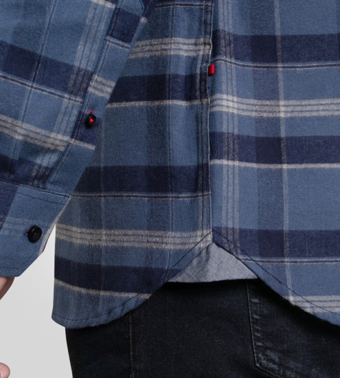 D555 Shrewsbury Long Sleeve with Chest Pocket Blue/Navy Check TALL SIZES - Skjorter - Skjorter til store mænd 2XL- 8XL