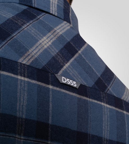 D555 Shrewsbury Long Sleeve with Chest Pocket Blue/Navy Check - Skjorter - Skjorter til store mænd 2XL- 8XL