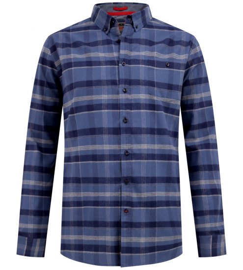 D555 Shrewsbury Long Sleeve with Chest Pocket Blue/Navy Check TALL SIZES - Skjorter - Skjorter til store mænd 2XL- 8XL