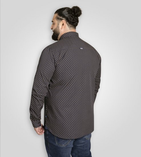 D555 Sheffield Long Sleeve AOP Micro Gold Shirt Navy - Skjorter - Skjorter til store mænd 2XL- 8XL