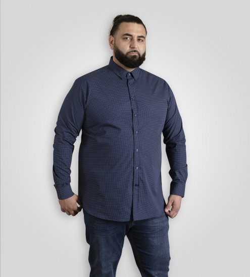 D555 Middlesbrough Long Sleeve AOP Micro Blue Shirt Navy TALL SIZE - Skjorter - Skjorter til store mænd 2XL- 8XL