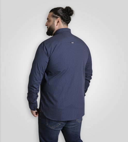 D555 Middlesbrough Long Sleeve AOP Micro Blue Shirt Navy TALL SIZE - Skjorter - Skjorter til store mænd 2XL- 8XL