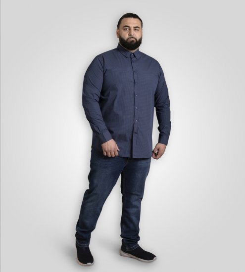 D555 Middlesbrough Long Sleeve AOP Micro Blue Shirt Navy TALL SIZE - Skjorter - Skjorter til store mænd 2XL- 8XL