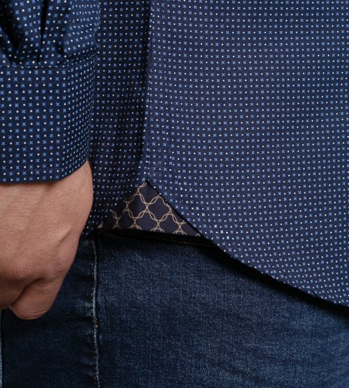 D555 Middlesbrough Long Sleeve AOP Micro Blue Shirt Navy TALL SIZE - Skjorter - Skjorter til store mænd 2XL- 8XL