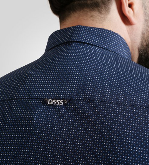 D555 Middlesbrough Long Sleeve AOP Micro Blue Shirt Navy TALL SIZE - Skjorter - Skjorter til store mænd 2XL- 8XL