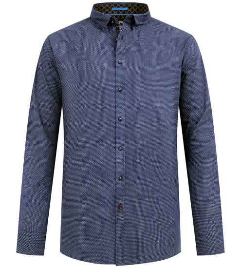 D555 Middlesbrough Long Sleeve AOP Micro Blue Shirt Navy TALL SIZE - Skjorter - Skjorter til store mænd 2XL- 8XL