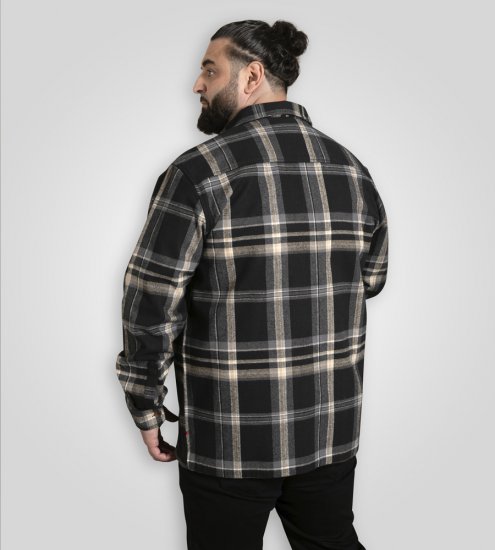 D555 Falkirk Long Sleeve Heavy Shacket Overshirt Black/Grey - Skjorter - Skjorter til store mænd 2XL- 8XL