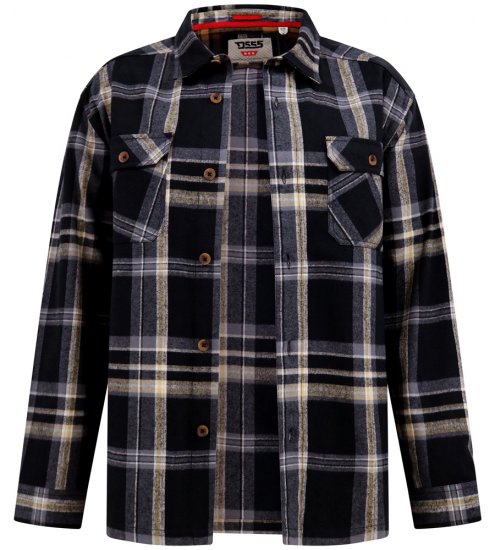 D555 Falkirk Long Sleeve Heavy Shacket Overshirt Black/Grey - Skjorter - Skjorter til store mænd 2XL- 8XL