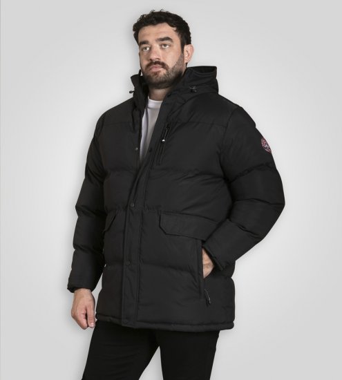 D555 Wolverhampton Quilted Padded Jacket with Hood Black - Jakker - Jakker i store størrelser, 2XL- 12XL