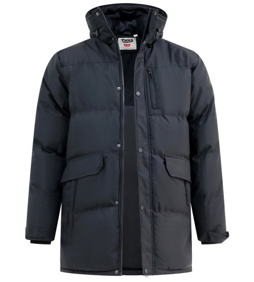D555 Wolverhampton Quilted Padded Jacket with Hood Black - Jakker - Jakker i store størrelser, 2XL- 12XL