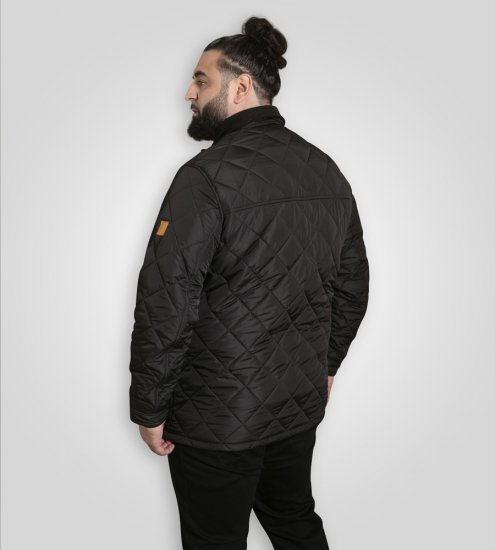 D555 Harborough Quilted Jacket with Corduroy Collar Black - Jakker - Jakker i store størrelser, 2XL- 12XL