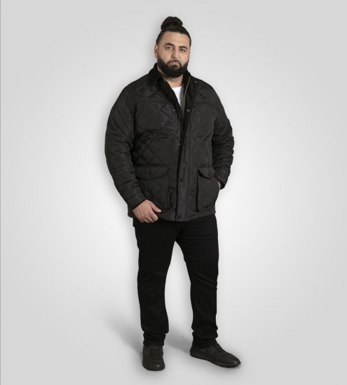 D555 Harborough Quilted Jacket with Corduroy Collar Black - Jakker - Jakker i store størrelser, 2XL- 12XL
