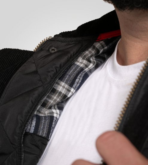 D555 Harborough Quilted Jacket with Corduroy Collar Black - Jakker - Jakker i store størrelser, 2XL- 12XL