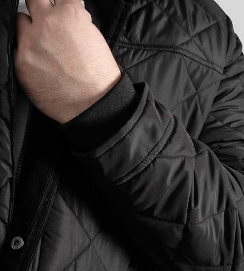 D555 Harborough Quilted Jacket with Corduroy Collar Black - Jakker - Jakker i store størrelser, 2XL- 12XL