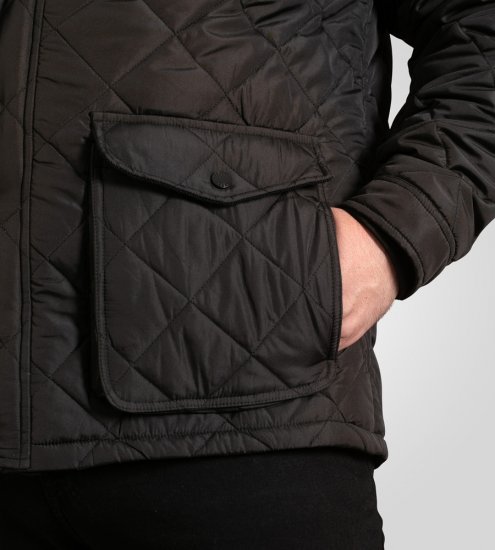 D555 Harborough Quilted Jacket with Corduroy Collar Black - Jakker - Jakker i store størrelser, 2XL- 12XL