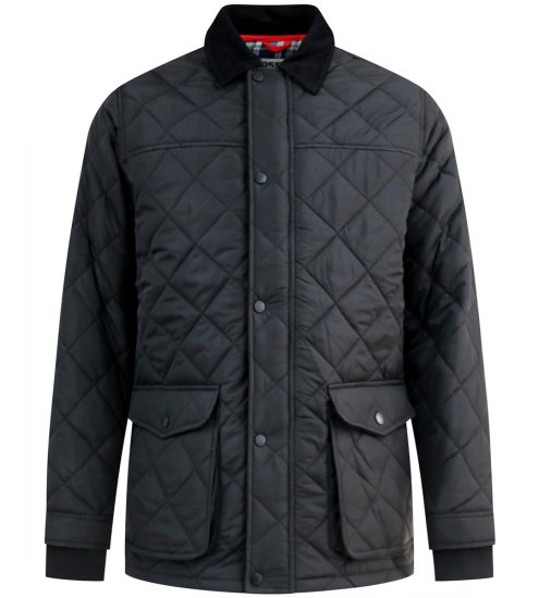 D555 Harborough Quilted Jacket with Corduroy Collar Black - Jakker - Jakker i store størrelser, 2XL- 12XL