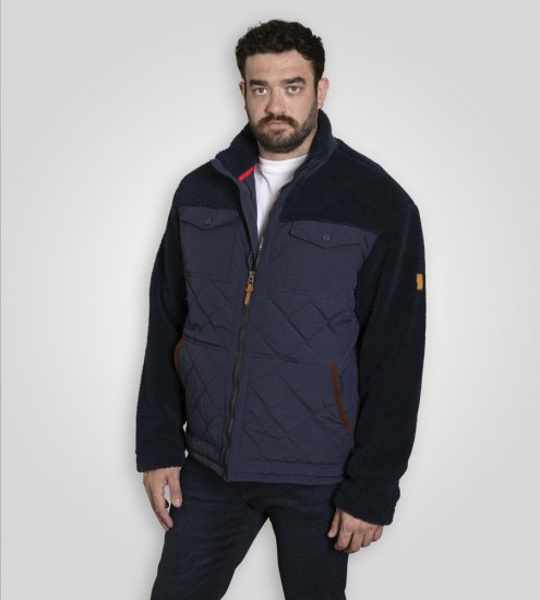 D555 Northampton Hybrid Sherpa Quilted Micro Fleece Jacket Navy - Jakker - Jakker i store størrelser, 2XL- 12XL