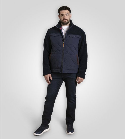 D555 Northampton Hybrid Sherpa Quilted Micro Fleece Jacket Navy - Jakker - Jakker i store størrelser, 2XL- 12XL
