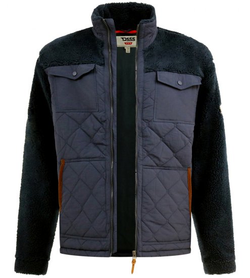 D555 Northampton Hybrid Sherpa Quilted Micro Fleece Jacket Navy - Jakker - Jakker i store størrelser, 2XL- 12XL