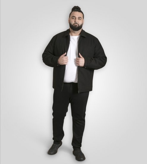 D555 Epsom Harrington Jacket with Zip Through Collared Melton Black - Jakker - Jakker i store størrelser, 2XL- 12XL