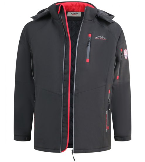 D555 Fretwell Padded Softshell Jacket with Detachable Hood Black - Jakker - Jakker i store størrelser, 2XL- 12XL