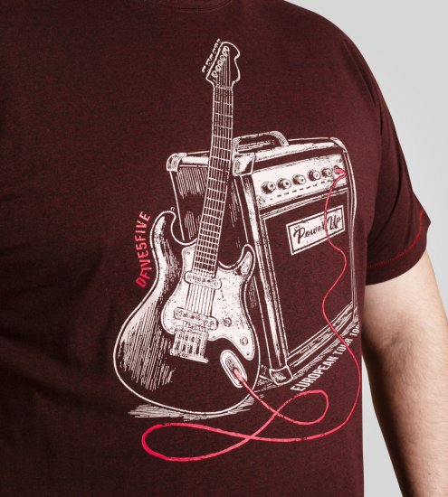 D555 Barnsley Guitar and Amp Crew Neck T-Shirt Burgundy - T-shirts - T-shirts i store størrelser - 2XL-14XL