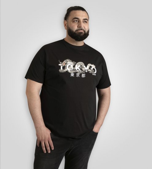 D555 Ginza Tokyo with Dragon Crew Neck T-shirt Black - T-shirts - T-shirts i store størrelser - 2XL-14XL