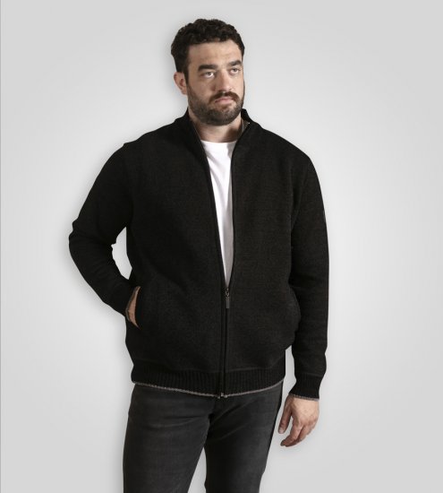 D555 Enrique Strikket Chenillecardigan med Lynlås Sort - Trøjer og hættetrøjer - Trøjer og Hættetrøjer i store størrelser - 2XL-14XL