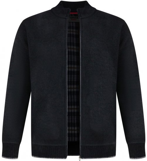 D555 Enrique Strikket Chenillecardigan med Lynlås Sort - Trøjer og hættetrøjer - Trøjer og Hættetrøjer i store størrelser - 2XL-14XL