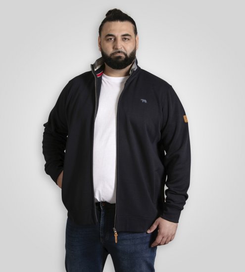 D555 Johnson Zip Through Fleece Sweatshirt with Chest Embroidery Navy - Trøjer og hættetrøjer - Trøjer og Hættetrøjer i store størrelser - 2XL-14XL
