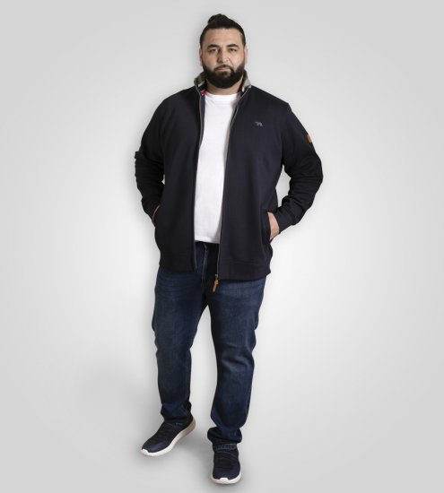 D555 Johnson Zip Through Fleece Sweatshirt with Chest Embroidery Navy - Trøjer og hættetrøjer - Trøjer og Hættetrøjer i store størrelser - 2XL-14XL