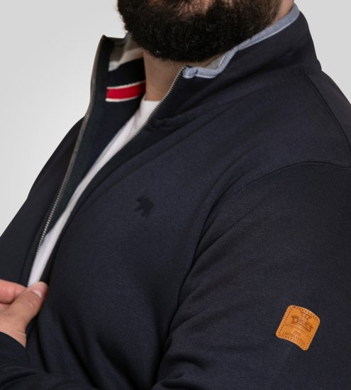 D555 Johnson Zip Through Fleece Sweatshirt with Chest Embroidery Navy - Trøjer og hættetrøjer - Trøjer og Hættetrøjer i store størrelser - 2XL-14XL
