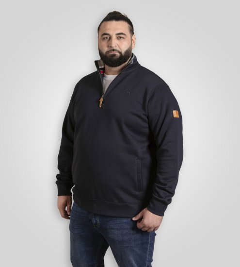D555 Russel Zip Through Fleece Sweatshirt with Chest Embroidery Navy - Trøjer og hættetrøjer - Trøjer og Hættetrøjer i store størrelser - 2XL-14XL