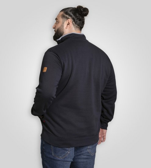 D555 Russel Zip Through Fleece Sweatshirt with Chest Embroidery Navy - Trøjer og hættetrøjer - Trøjer og Hættetrøjer i store størrelser - 2XL-14XL