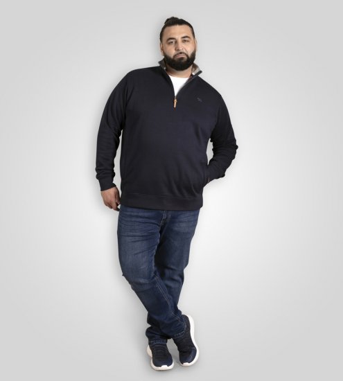 D555 Russel Zip Through Fleece Sweatshirt with Chest Embroidery Navy - Trøjer og hættetrøjer - Trøjer og Hættetrøjer i store størrelser - 2XL-14XL